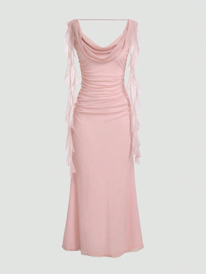 Elegant Solid-Colored Ribbon Wedding & Party Dress