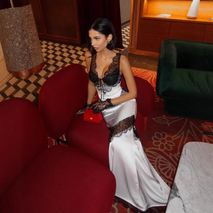 Sexy Exquisite Black Lace Stitching Dress