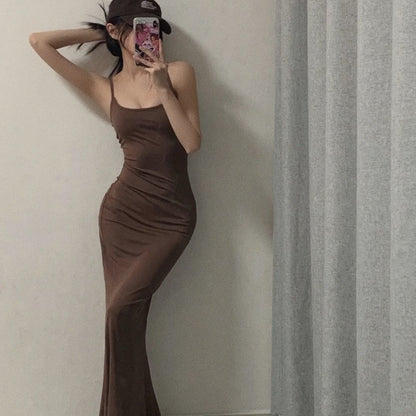 Sling Dress Female Korean Hot Girl Tight-fitting Cinched