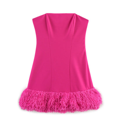 European And American Style Summer Solid Color Sexy Girly Style Tube Top Dress