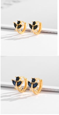 Fashion Multi-style Square Crystal Zircon Ornament Gold Plated Diamond Ear Ring