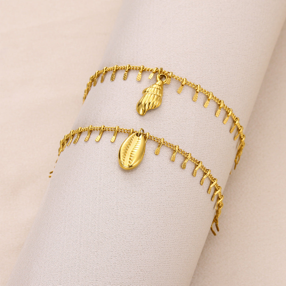 Tassel Anklet Gold Stainless Steel Waterproof Adjustable