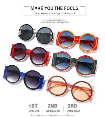 Round Large Frame Sunglasses Cool Contrast Color