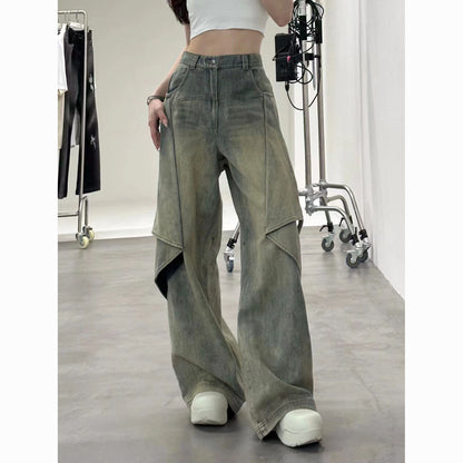 High Street Wide Leg Pants Design High Fashion Brand Loose Straight Pants