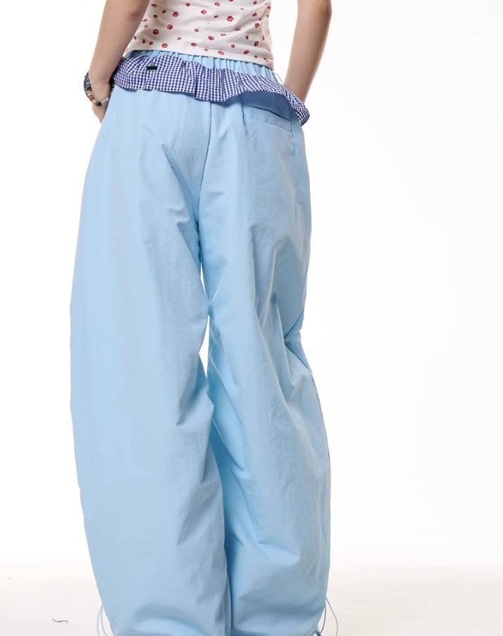 Plaid Stitching Wide Leg Pants Women's Loose Quick-drying Pants