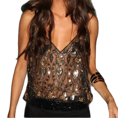Sequin Bead Sling Basic Vest Women's Western Style Elegant