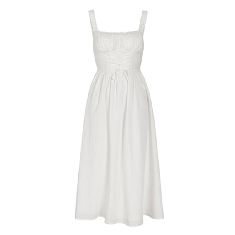 French Retro Square Collar Sling Dress