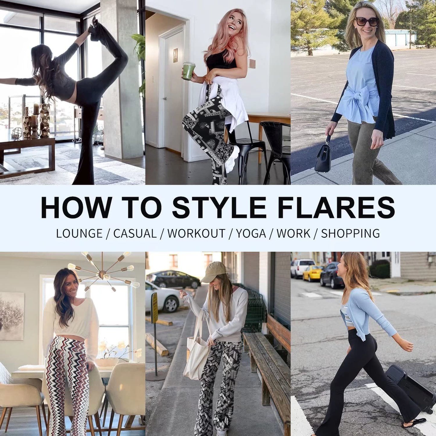 Flared Pants - Cropped High-waisted Printed Ethnic Style 2-piece