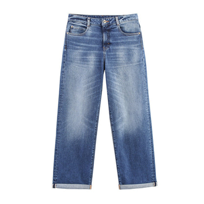 Long Denim Jacket Coat Loose High Waist Curl Jeans