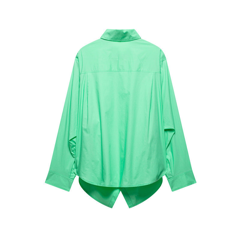European And American Style Solid Color Loose Poplin Shirt