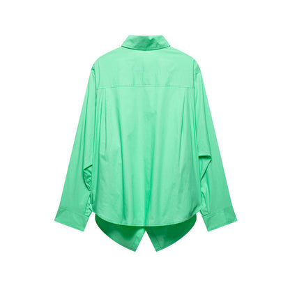 European And American Style Solid Color Loose Poplin Shirt