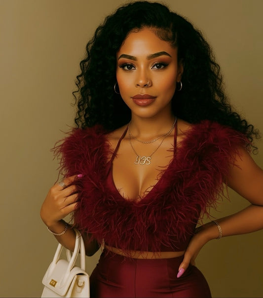 Elegant Feather Halter Women's Jumpsuit Shorts