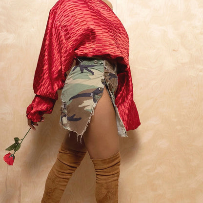 Autumn New Fashion Full Open Skirt Skirt Camouflage Skirt