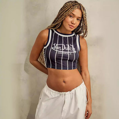 Summer European And American Tight Cropped Tank Top Letter Embroidery Fashion