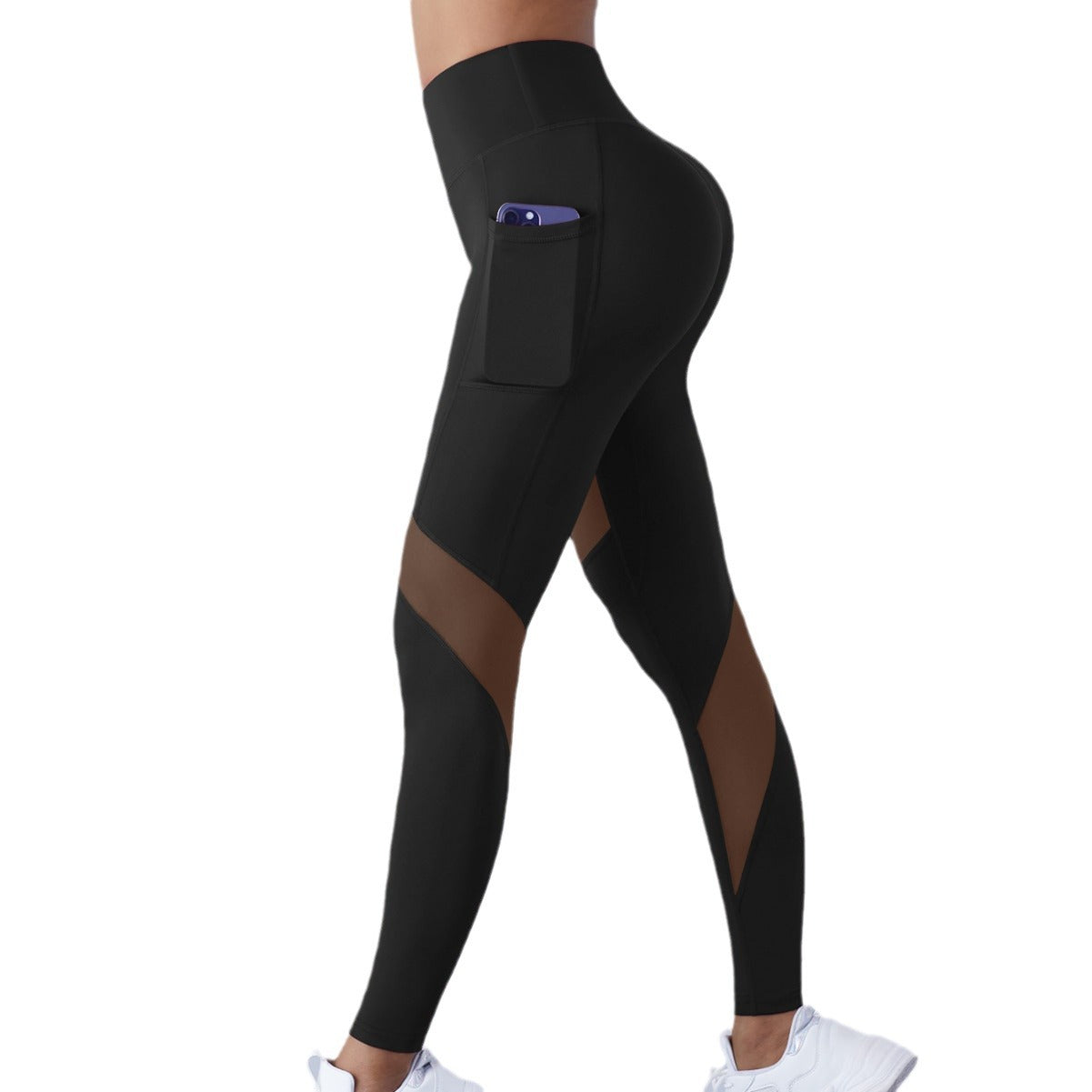 Mesh Stitching Yoga Cropped Sports Leggings