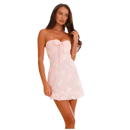 Strap Vintage Cut Flower Backless Dress