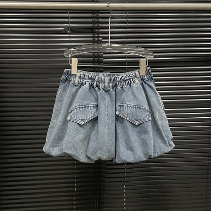 Summer Stereo Retro Pocket Denim Skirt