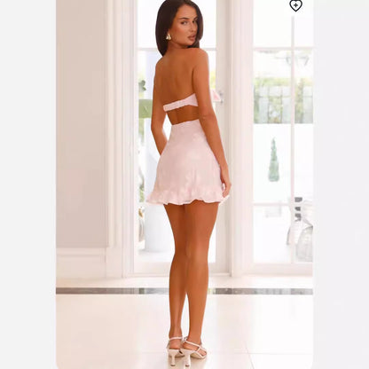 Strap Vintage Cut Flower Backless Dress