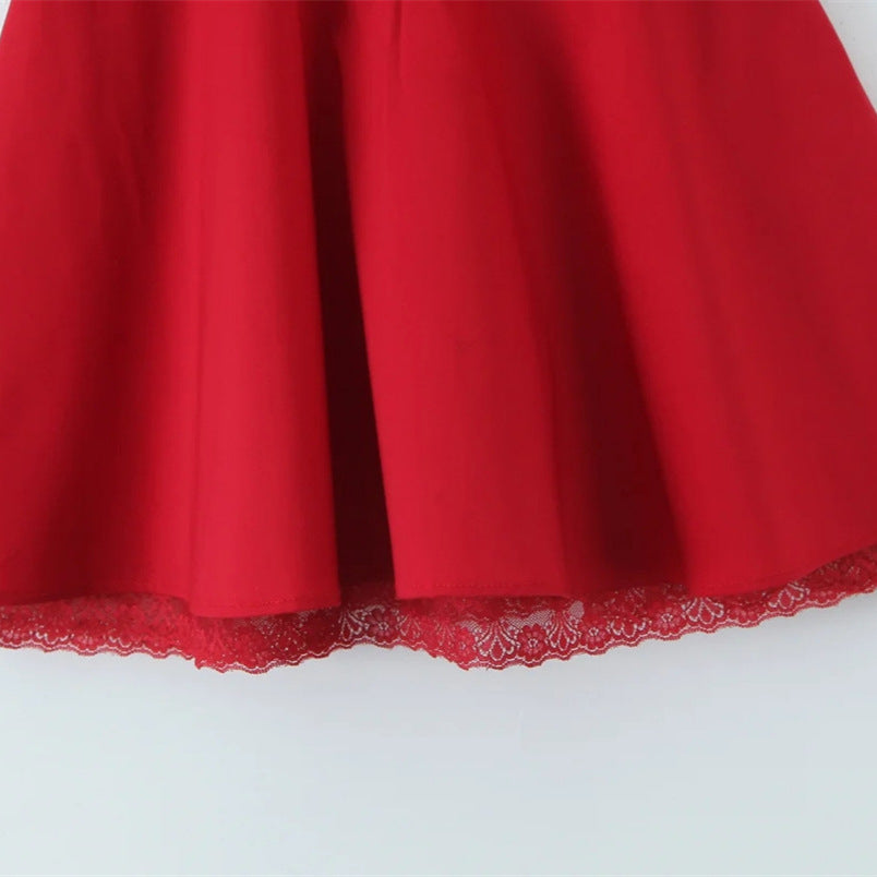 Women's Fashion Lace Puff Short Sleeve Dress