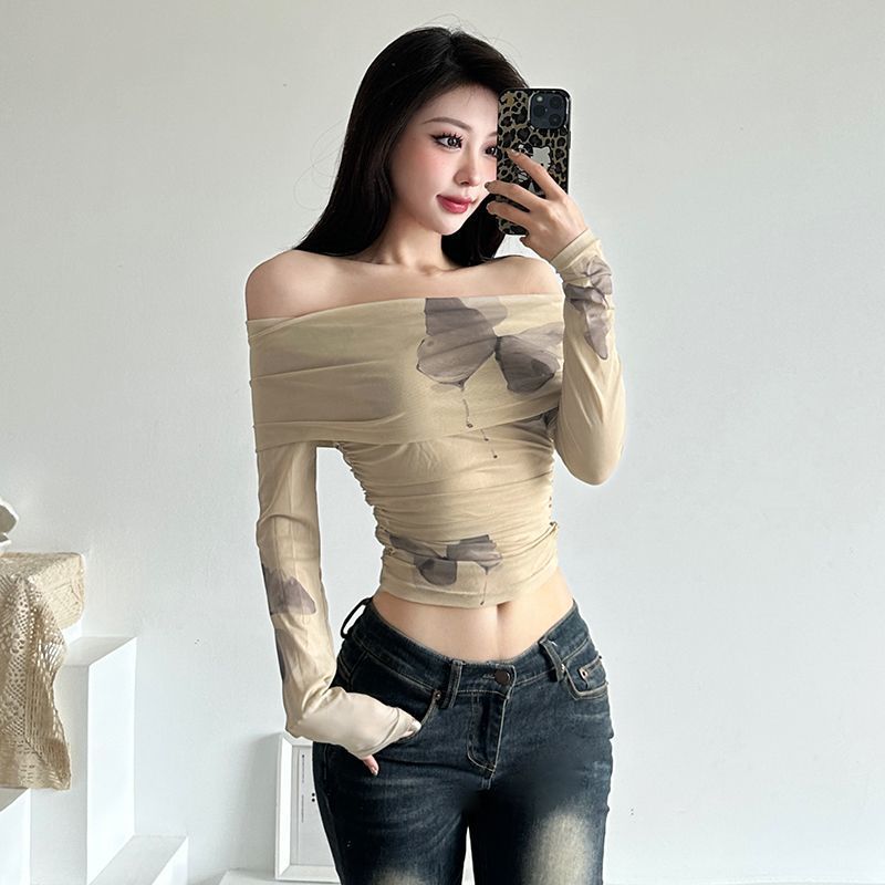 Early Autumn Sexy Off-the-shoulder Top For Women