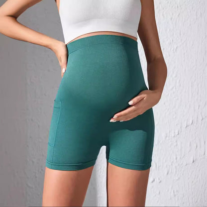 European And American Pregnant Women Pocket Shorts Summer 2024 New High Waist Belly Support Sports Yoga Shorts For Pregnant Women Women