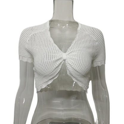 Women's Hollow-out Short-sleeved Chest-wrapped Vest