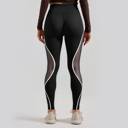 Women's Color Matching Mesh European And American High Waist Yoga Pants
