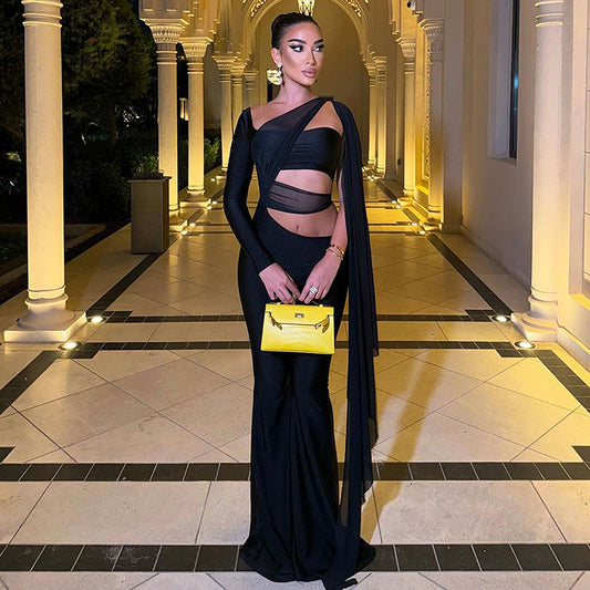 Women's Solid Color Sexy Cutout Irregular Design Slim Fit Bodysuit