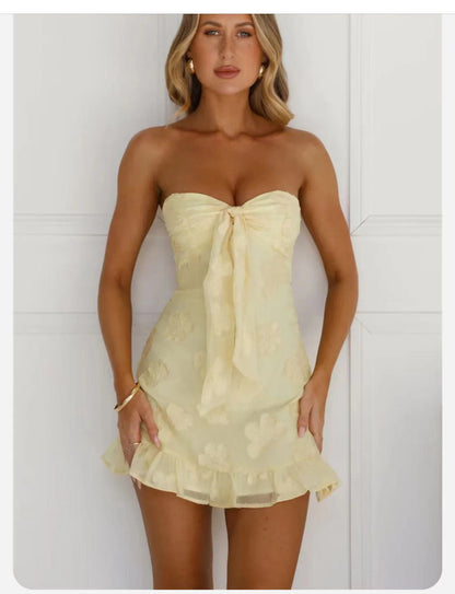 Strap Vintage Cut Flower Backless Dress