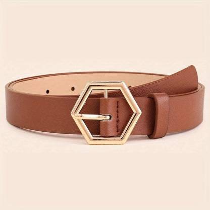 Women's Hexangular Star Irregular Gold Buckle PU Belt