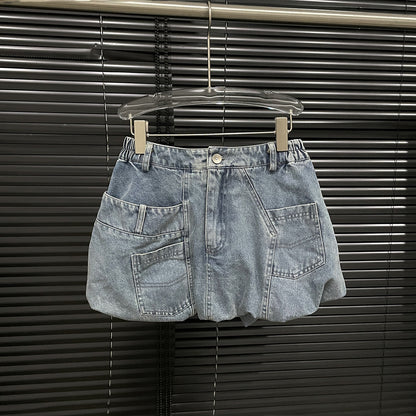 Summer Stereo Retro Pocket Denim Skirt