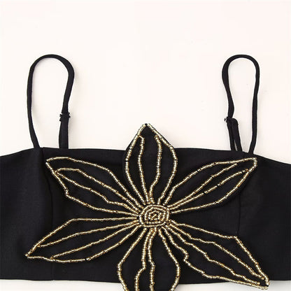 Women's Contrast Color Three-dimensional Flower Top