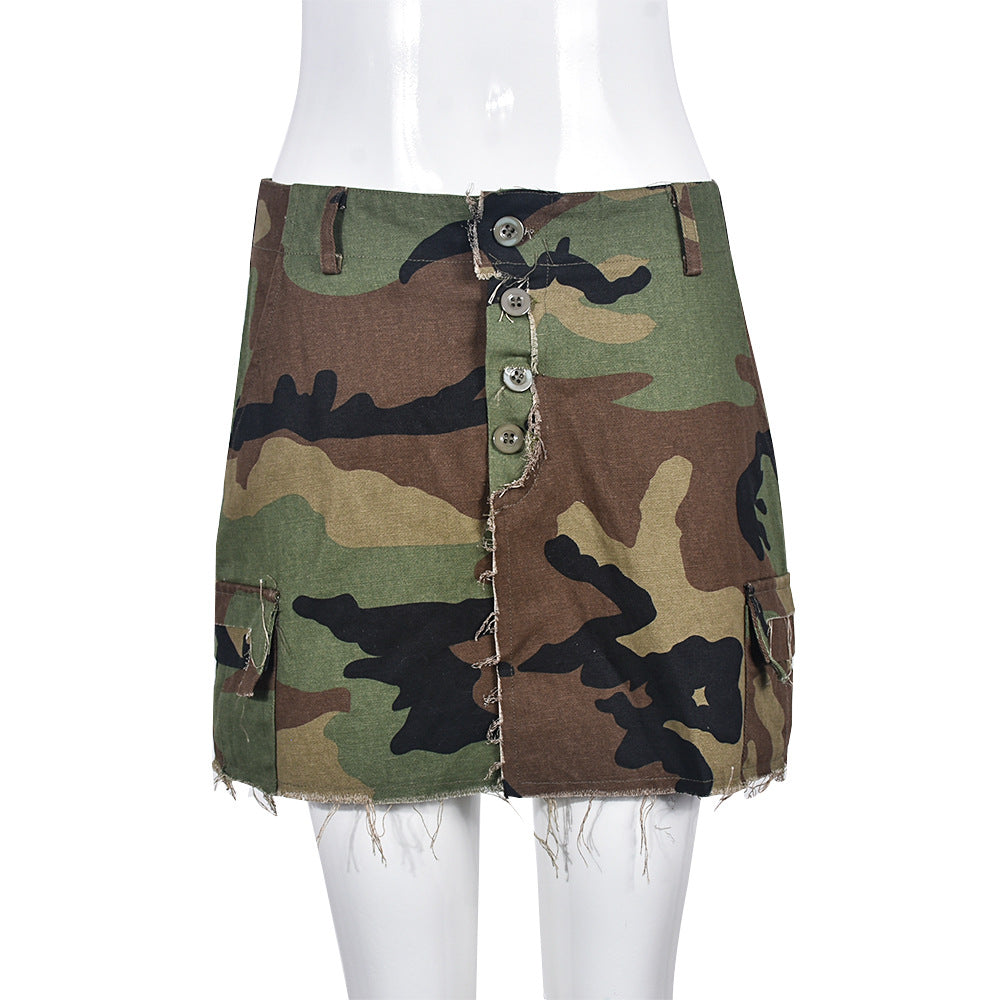 Autumn New Fashion Full Open Skirt Skirt Camouflage Skirt