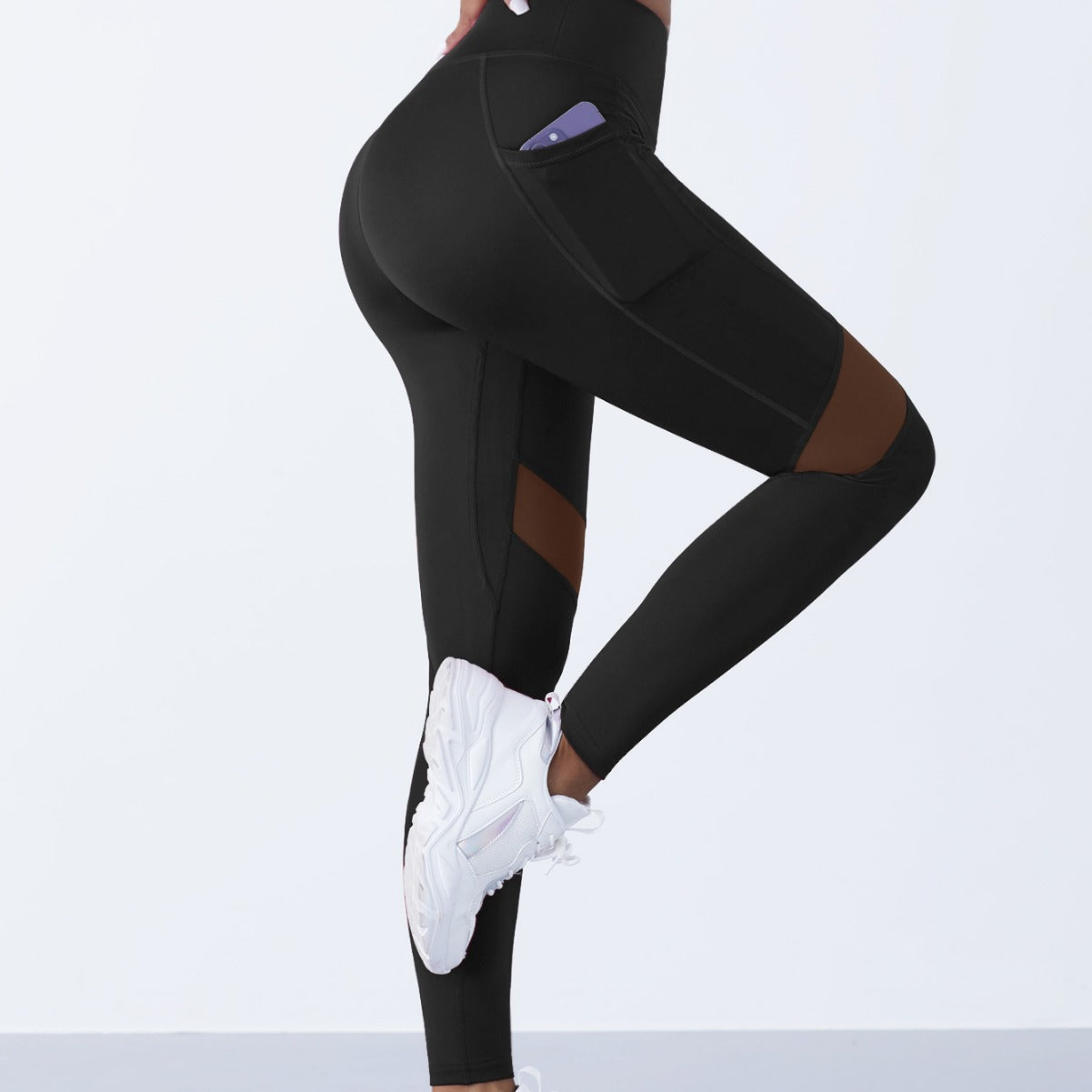 Mesh Stitching Yoga Cropped Sports Leggings