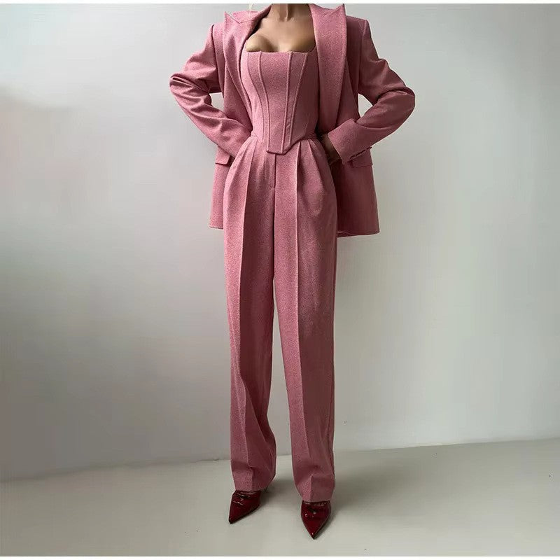 Casual Women's Suit Jacket Three-piece Set