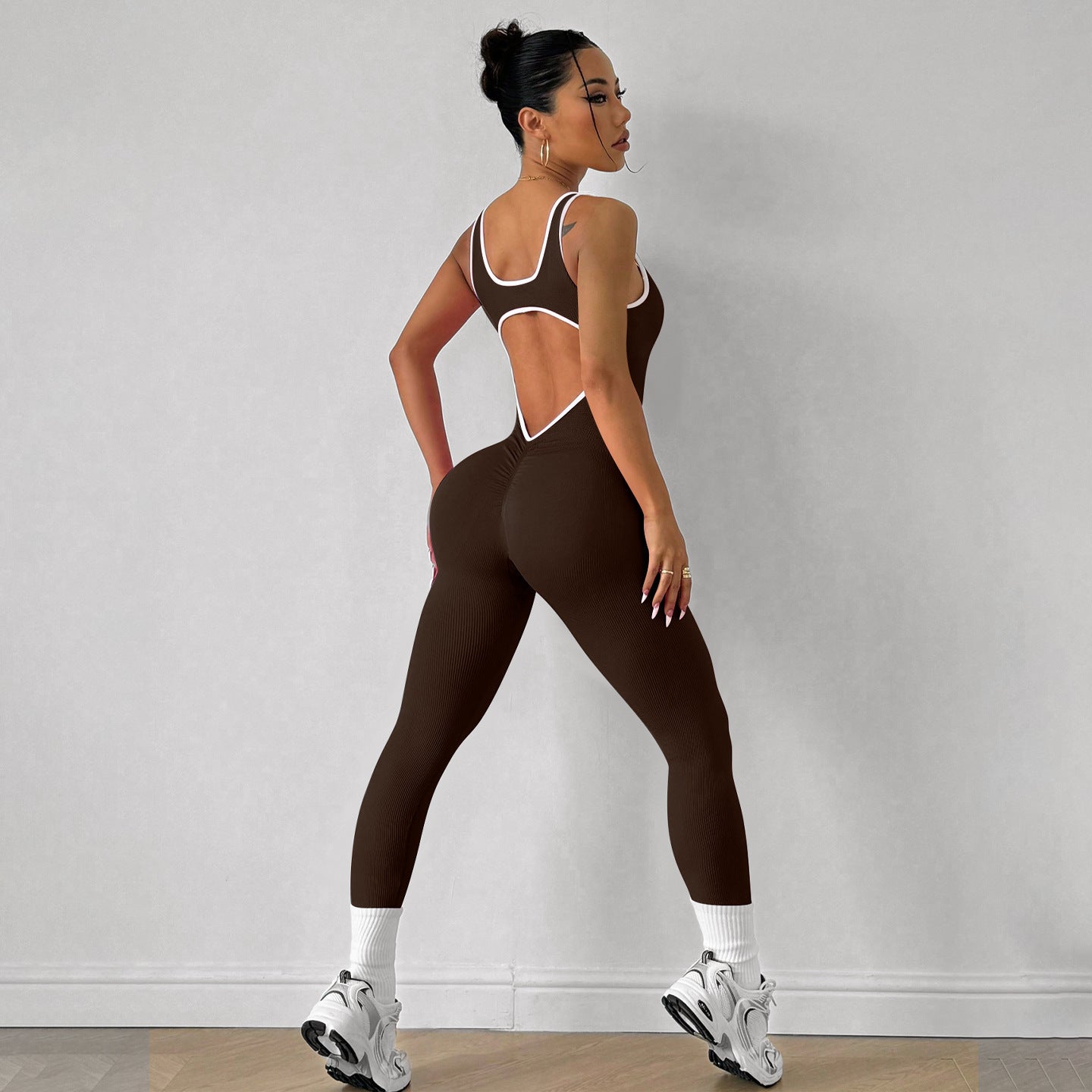 Sports Yoga Jumpsuit Sleeveless Quick-drying Threaded Tight