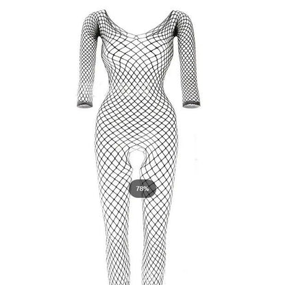 Women's Solid Color Creative One-piece Open Crotch Fishnet Body Stocking