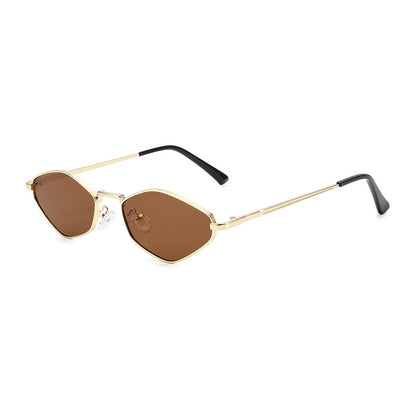 Cat Eye Metal Sunglasses Female Personality Polygon European And American Ins Small Frame