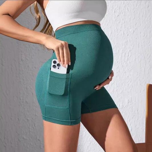 European And American Pregnant Women Pocket Shorts Summer 2024 New High Waist Belly Support Sports Yoga Shorts For Pregnant Women Women