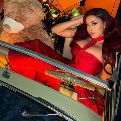 Backless Lace-up Tube Top Hip Skirt Off-neck Pleated Dress