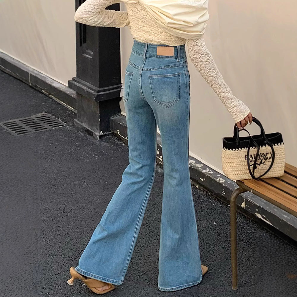 Women's High Waist Stretch Slim Bell-bottom Pants