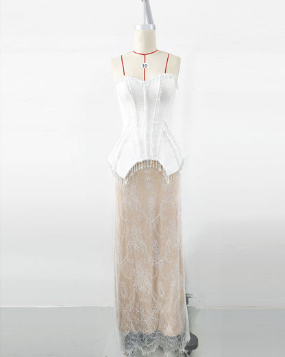 Socialite Style Elegant High-end Exquisite Crystal Evening Dress