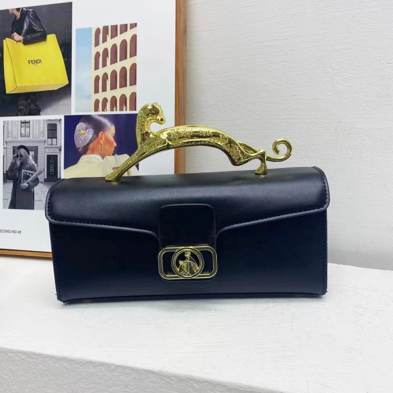 Women's Bag Is Fashionable And Simple, With A Hard Handle And A Carrying Crossbody Bag