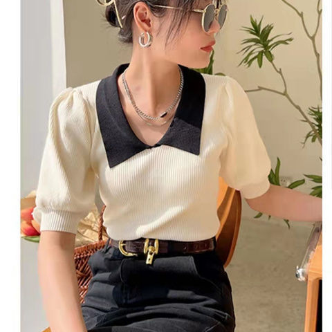 Fashion Puff Sleeve Knitwear Women's Top