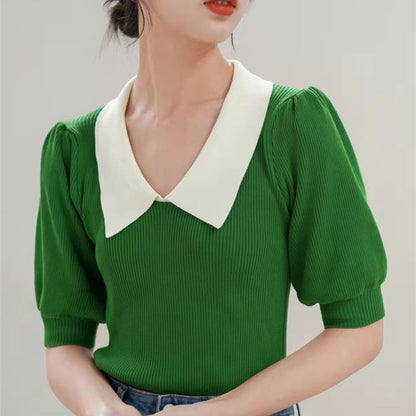 Fashion Puff Sleeve Knitwear Women's Top