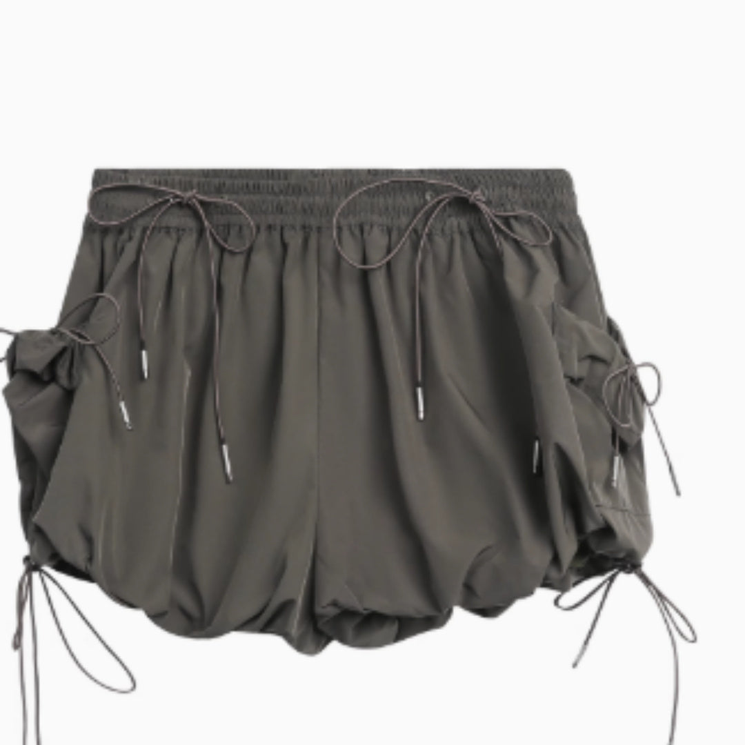 Lace Knot Elastic Design Shorts For Women