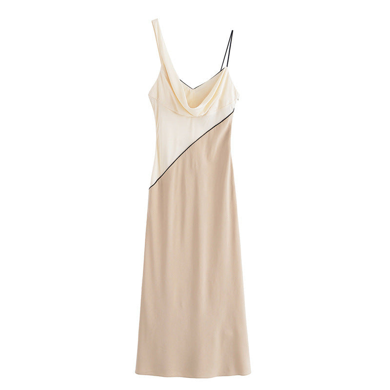 European And American Style Vertical Midi Skirt Sling Dress