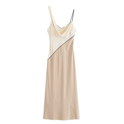 European And American Style Vertical Midi Skirt Sling Dress