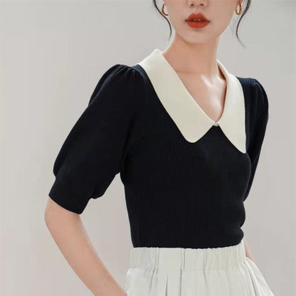 Fashion Puff Sleeve Knitwear Women's Top
