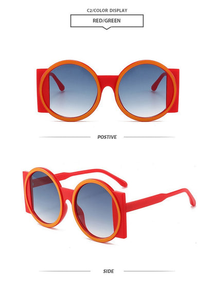 Round Large Frame Sunglasses Cool Contrast Color